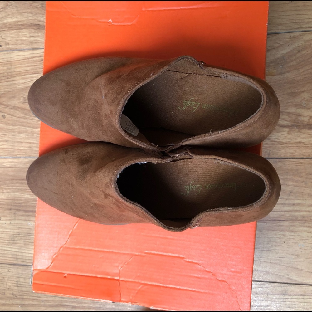 Brown suede ankle boots